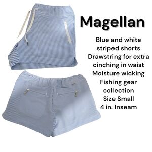 Magellan Outdoors Blue and White Striped Shorts
